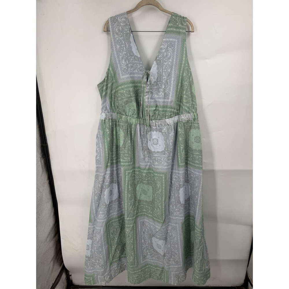 Universal Thread Dress Women 2X Sage Paisley Cotton Midi Sundress Boho Cottage